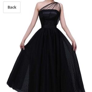 One Shoulder Black Vintage Style Dress